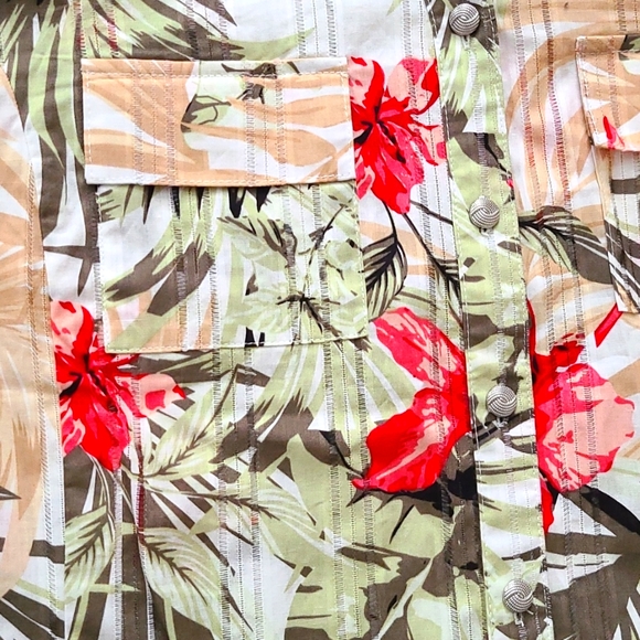 Nwt Allison Daley Colorful Hawaiian Button Up Sz 14 Floral - Picture 2 of 5